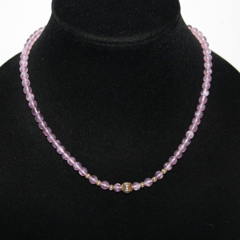 Beautiful vintage purple and gold beaded necklace 18"